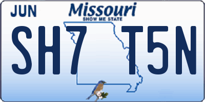 MO license plate SH7T5N