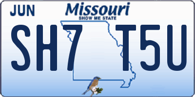MO license plate SH7T5U