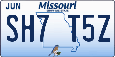 MO license plate SH7T5Z
