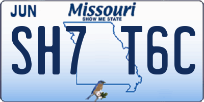 MO license plate SH7T6C