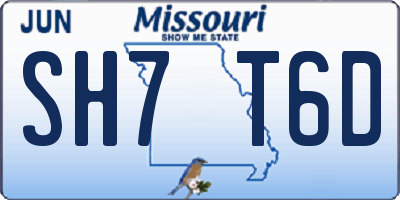 MO license plate SH7T6D