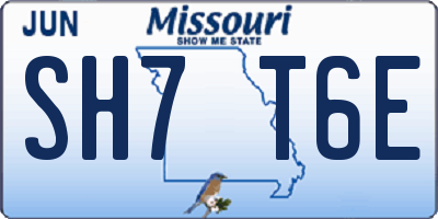 MO license plate SH7T6E