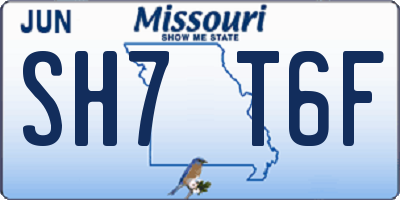 MO license plate SH7T6F