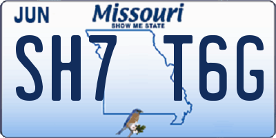 MO license plate SH7T6G