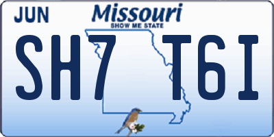 MO license plate SH7T6I