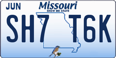 MO license plate SH7T6K