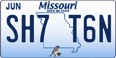 MO license plate SH7T6N