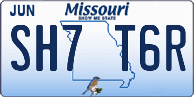 MO license plate SH7T6R
