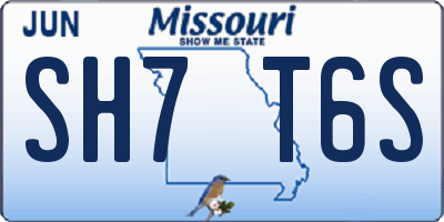 MO license plate SH7T6S
