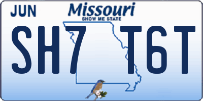 MO license plate SH7T6T