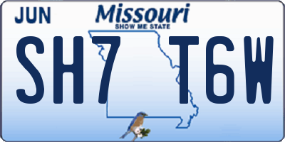 MO license plate SH7T6W