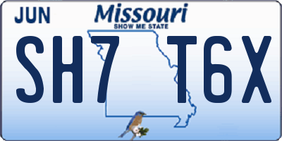 MO license plate SH7T6X