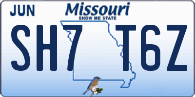 MO license plate SH7T6Z