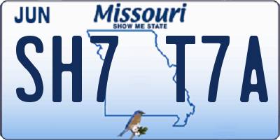 MO license plate SH7T7A