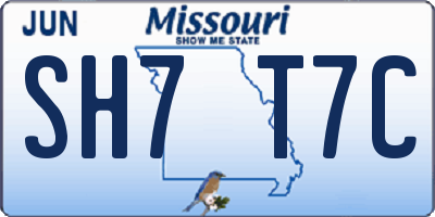 MO license plate SH7T7C