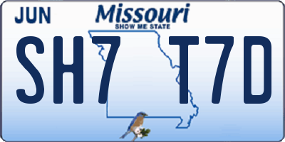 MO license plate SH7T7D