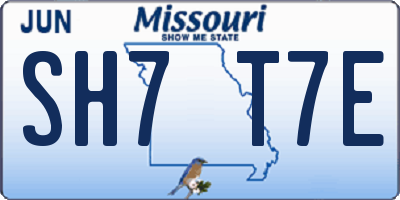 MO license plate SH7T7E
