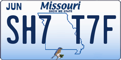 MO license plate SH7T7F
