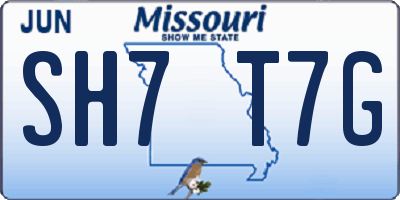 MO license plate SH7T7G