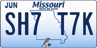 MO license plate SH7T7K