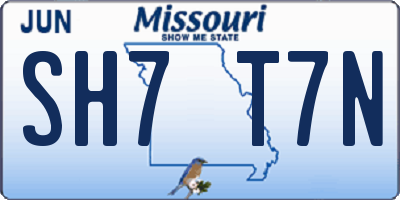 MO license plate SH7T7N