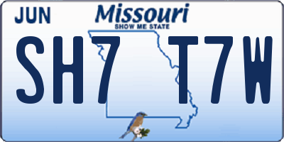 MO license plate SH7T7W