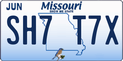 MO license plate SH7T7X