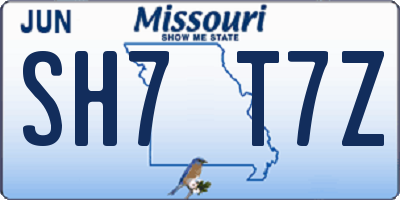 MO license plate SH7T7Z