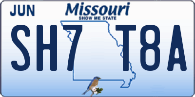 MO license plate SH7T8A