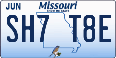 MO license plate SH7T8E