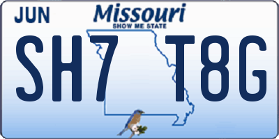 MO license plate SH7T8G