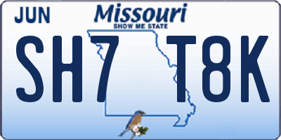 MO license plate SH7T8K