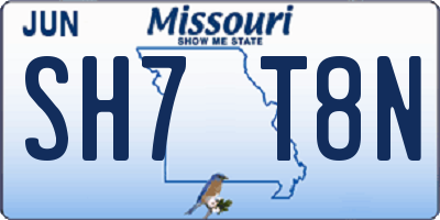 MO license plate SH7T8N