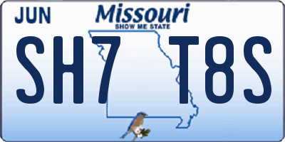 MO license plate SH7T8S