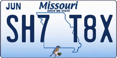 MO license plate SH7T8X