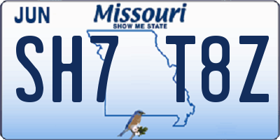 MO license plate SH7T8Z
