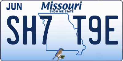MO license plate SH7T9E