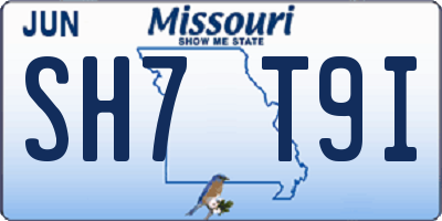 MO license plate SH7T9I