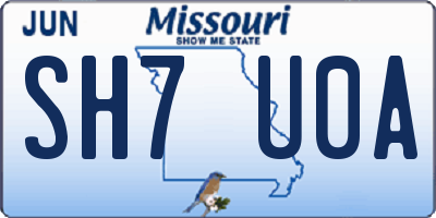 MO license plate SH7U0A