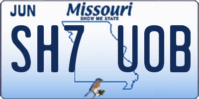 MO license plate SH7U0B