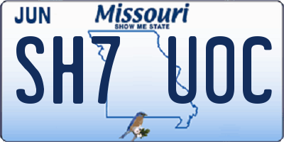 MO license plate SH7U0C