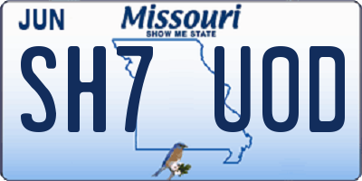MO license plate SH7U0D
