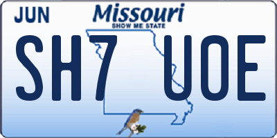 MO license plate SH7U0E