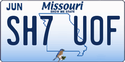 MO license plate SH7U0F