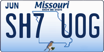 MO license plate SH7U0G