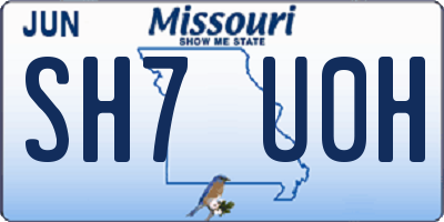 MO license plate SH7U0H