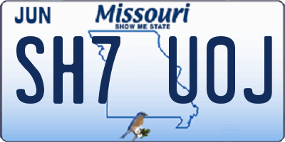MO license plate SH7U0J