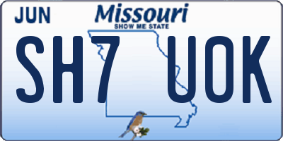 MO license plate SH7U0K