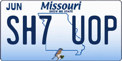 MO license plate SH7U0P