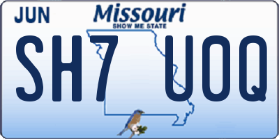MO license plate SH7U0Q